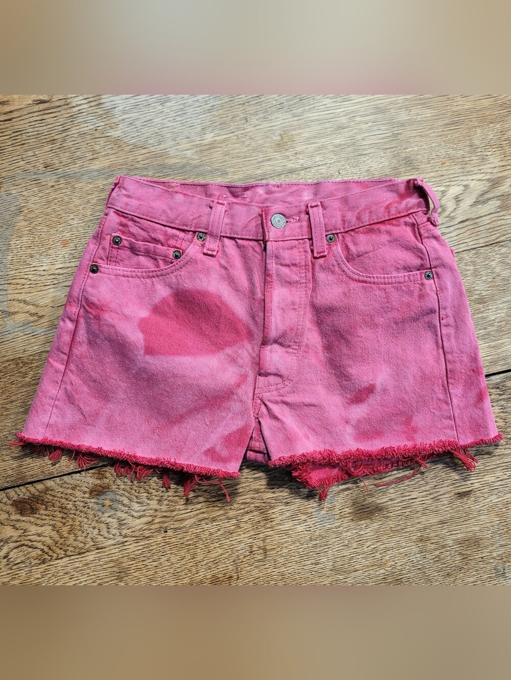 Vintage 1992 Levi's 501 Cutoff Shorts Size 26 Overdyed Red/Pink Made In USA